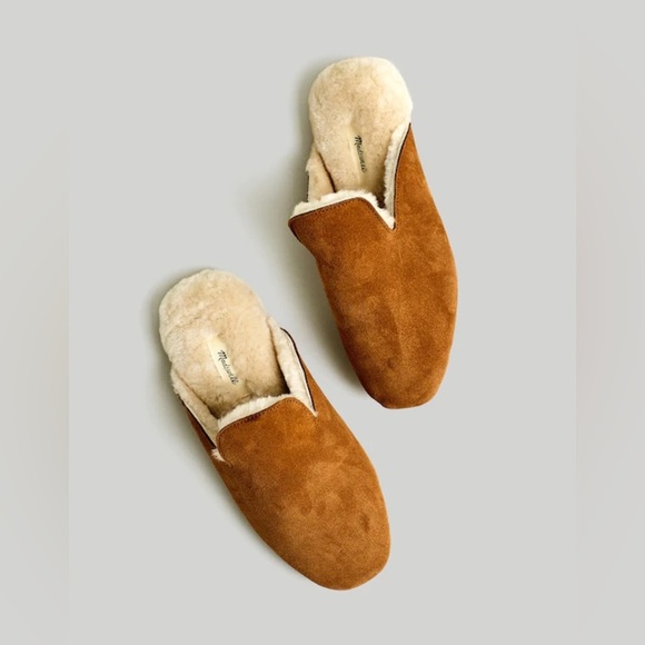 Madewell The Ezra Slippers Sherling Lined Size 7 Brown Suede - Picture 8 of 8